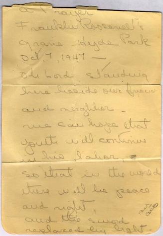 A Prayer—Franklin D. Roosevelt’s Grave—Hyde Park, October 7, 1947