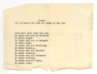 Prayer For All Those Who Work or Fight in the War