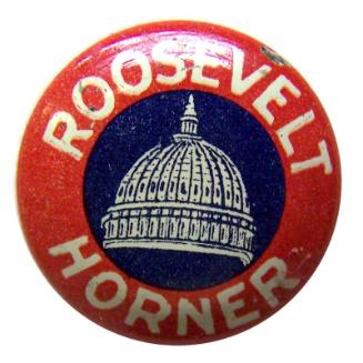 Roosevelt and Horner Campaign Button, 1932