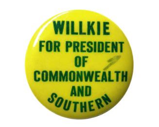 Anti-Willkie Campaign Button, 1940