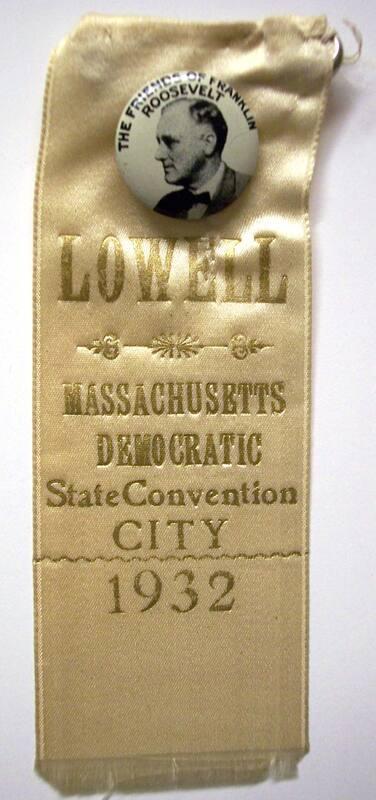Roosevelt Campaign Button and Ribbon, 1932