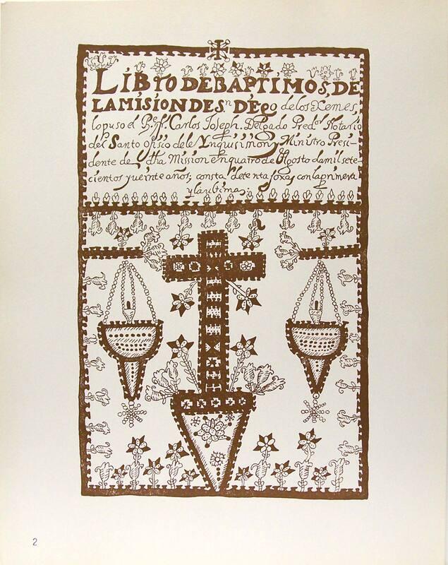 Portfolio of Spanish Colonial Design, Plate 2: Jemez Book of Baptisms
