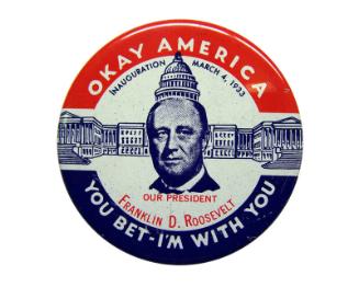Franklin Roosevelt First Inauguration Commemorative Button
