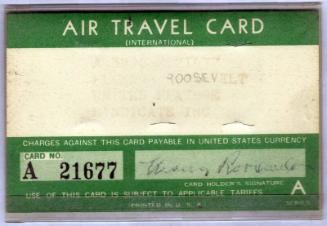 Air Travel Card Used by Eleanor Roosevelt