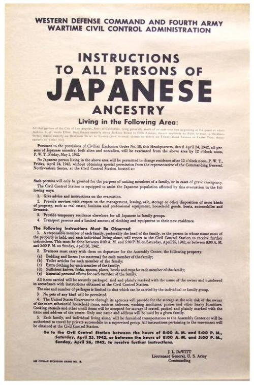 Japanese Internment Poster All Artifacts Franklin D Roosevelt 