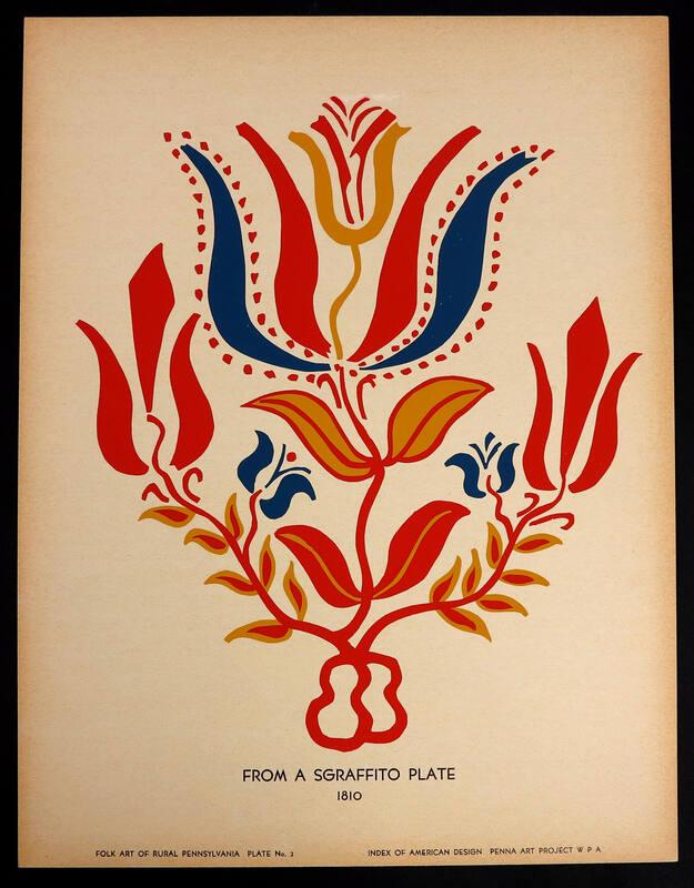Folk Art of Rural Pennsylvania, Plate 2: From a Sgraffito Plate, 1810