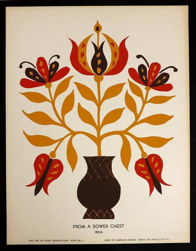 Folk Art of Rural Pennsylvania, Plate 5: From a Dower Chest, 1804
