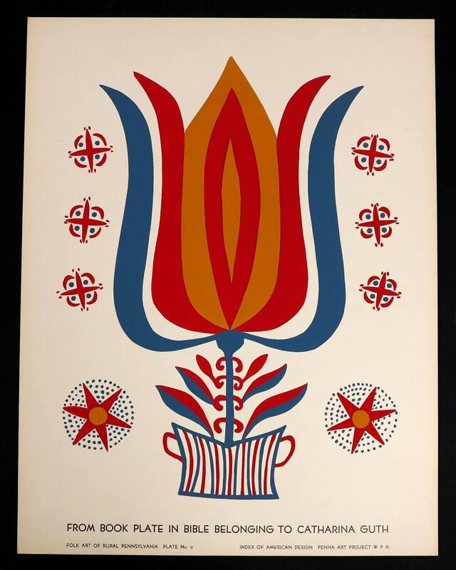 Folk Art of Rural Pennsylvania, Plate 9: From Book Plate in Bible Belonging to Catharina Guth