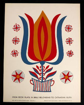 Folk Art of Rural Pennsylvania, Plate 9: From Book Plate in Bible Belonging to Catharina Guth
