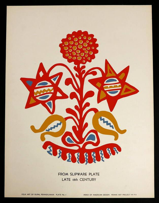 Folk Art of Rural Pennsylvania, Plate 11: From Slipware Plate, Late 18th Century