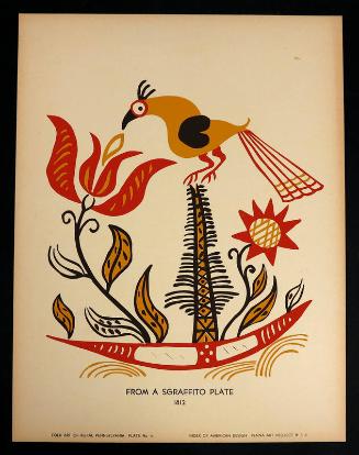 Folk Art of Rural Pennsylvania, Plate 14: From a Sgraffito Plate, 1812