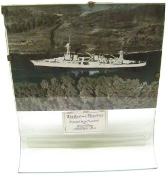 USS HOUSTON Photographic Print in Glass Stand