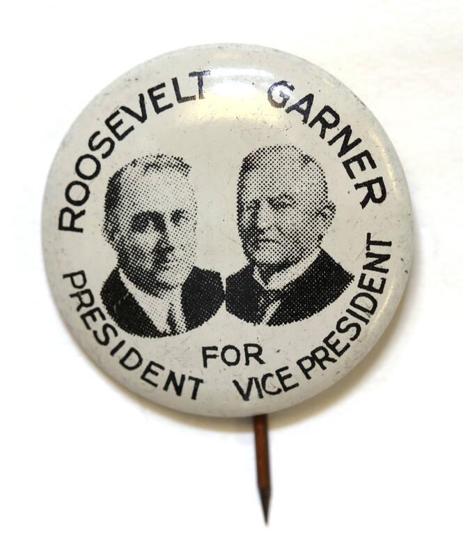 Roosevelt and Garner Campaign Button, 1932