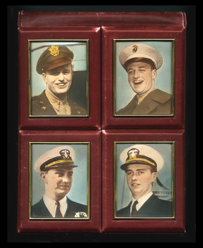 Leather Folder with Photographs of Franklin Roosevelt's Sons in Uniform