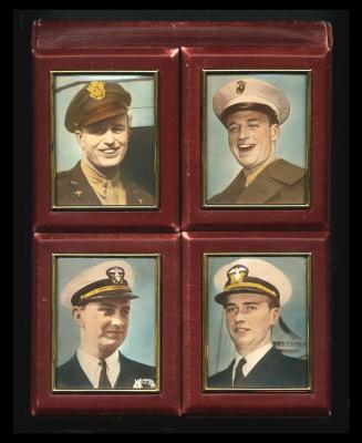 Leather Folder with Photographs of Franklin Roosevelt's Sons in Uniform