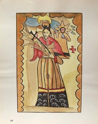 Portfolio of Spanish Colonial Design, Plate 40: Saint John Nepomuk, on buffalo skin
