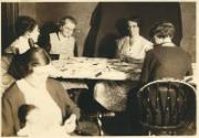 Photograph of the women posing for the Family Quilting painting by Dorothea Tomlinson. Image co…