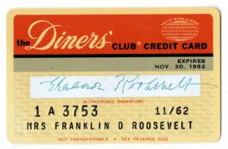 Diners' Club Card Used by Eleanor Roosevelt