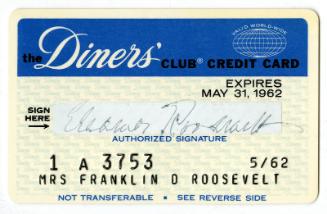 Diners' Club Card Used by Eleanor Roosevelt