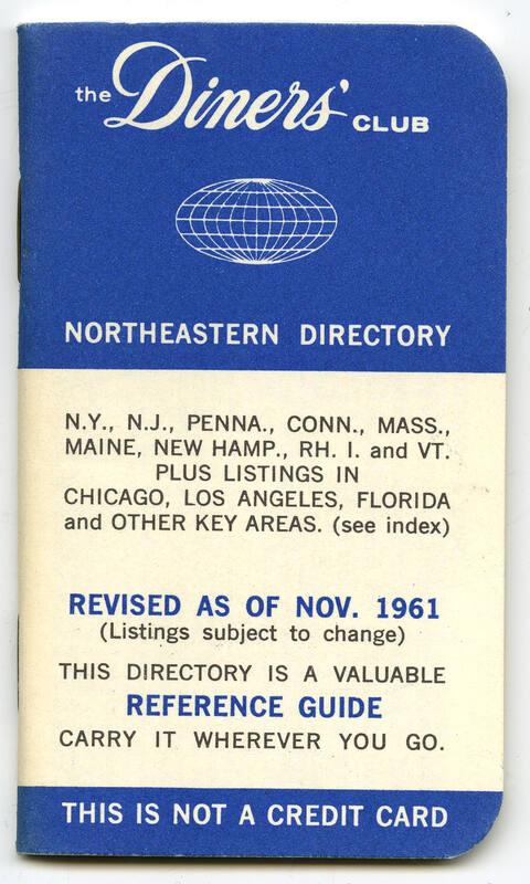 Diners' Club Northeastern Directory Used by Eleanor Roosevelt