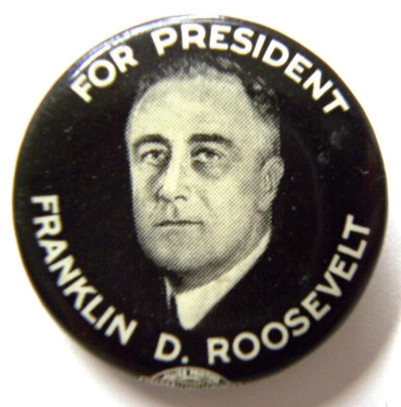 Roosevelt Campaign Button, 1936