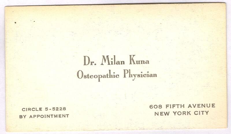 Dr. Milan Kuna Calling Card