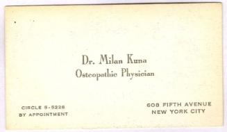 Dr. Milan Kuna Calling Card