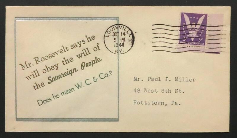 Anti-Roosevelt Campaign Stamp Cover