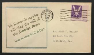 Anti-Roosevelt Campaign Stamp Cover