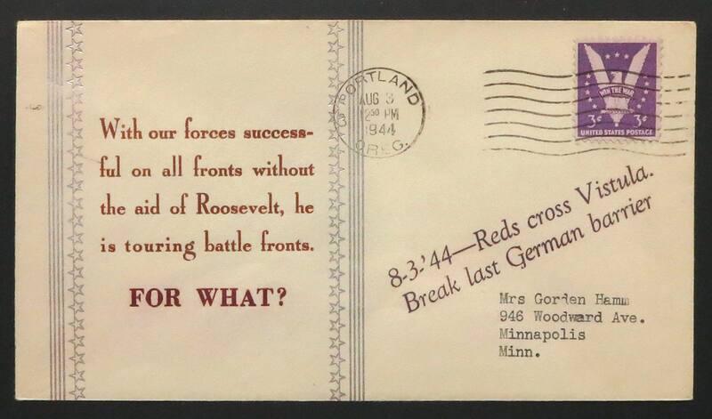 Anti-Roosevelt Campaign Stamp Cover