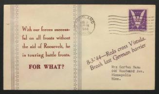 Anti-Roosevelt Campaign Stamp Cover