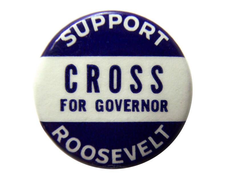 Roosevelt and Cross Campaign Button, 1936