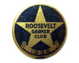 Roosevelt and Garner Campaign Button, 1936