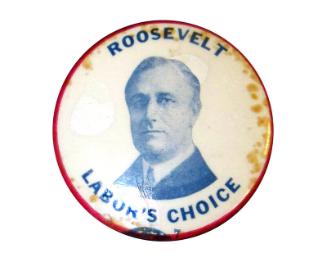 Roosevelt Campaign Button, ca. 1936