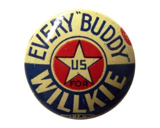 Willkie Campaign Button, 1940