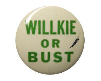 Willkie Campaign Button, 1940