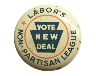 Labor's Non-Partisan League Campaign Button, 1936