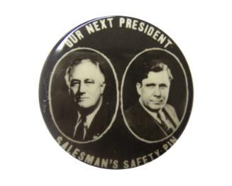 Roosevelt and Willkie Campaign Button, 1940