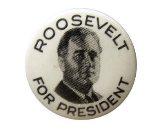 Roosevelt Campaign Button, ca. 1940