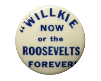 Willkie Campaign Button, 1940