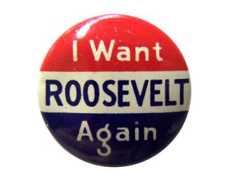 Roosevelt Campaign Button, 1940