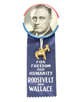 Roosevelt and Wallace Campaign Ribbon, 1940
