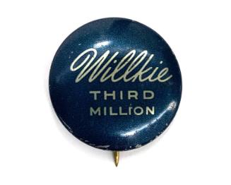 Willkie Campaign Button, 1940