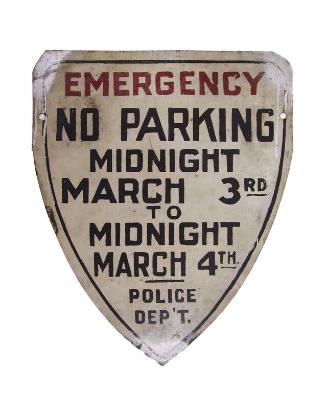 Inaugural Parking Sign, 1933