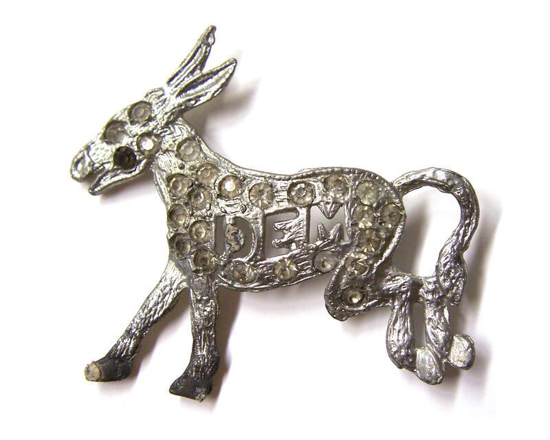 Democratic Donkey Campaign Pin, ca. 1940