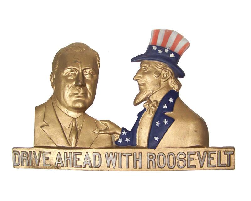 Roosevelt Campaign License Plate Ornament, 1936