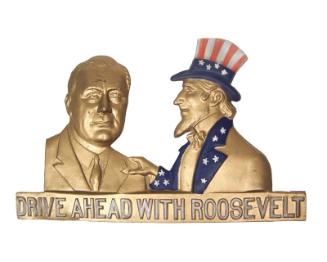 Roosevelt Campaign License Plate Ornament, 1936