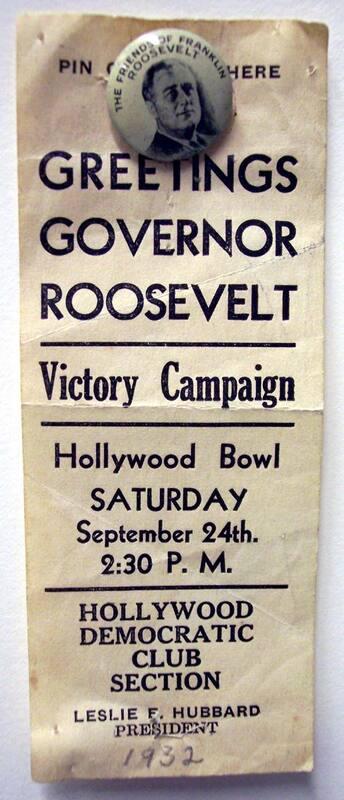 Roosevelt Campaign Button and Badge, 1932