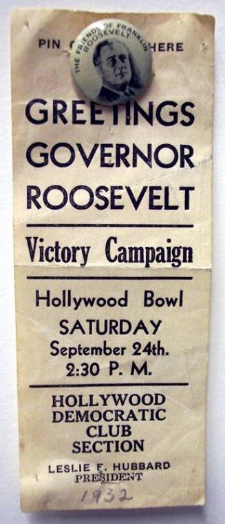 Roosevelt Campaign Button and Badge, 1932