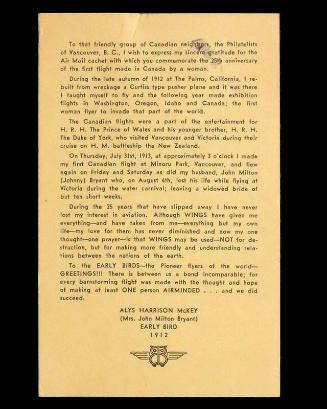 Alys McKey Bryant Autobiographical Card